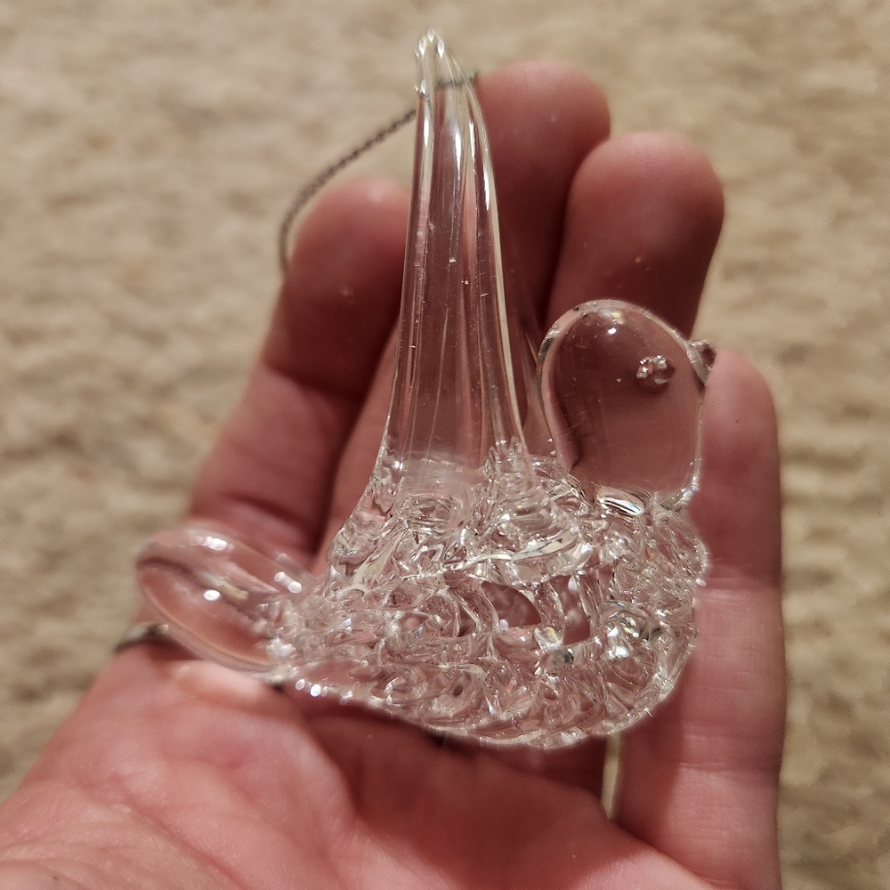 Handblown Baby Dove Bird Hanging Ornament